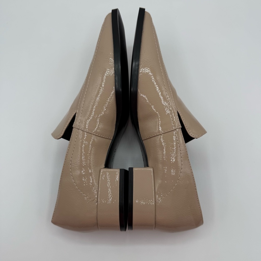 Zara Taupe Patent Loafers Women’s Square Toe Low Heel Slip On Shoes Size 6.5 US - Picture 9 of 16